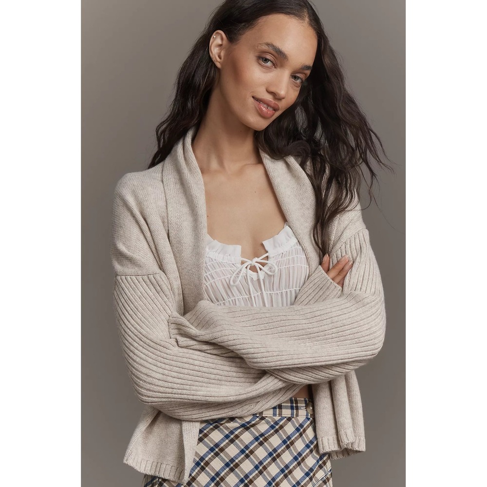 By Anthropologie Mariel Open-Front‎ Cardigan Sweater Light Blue NWT - Picture 4 of 8